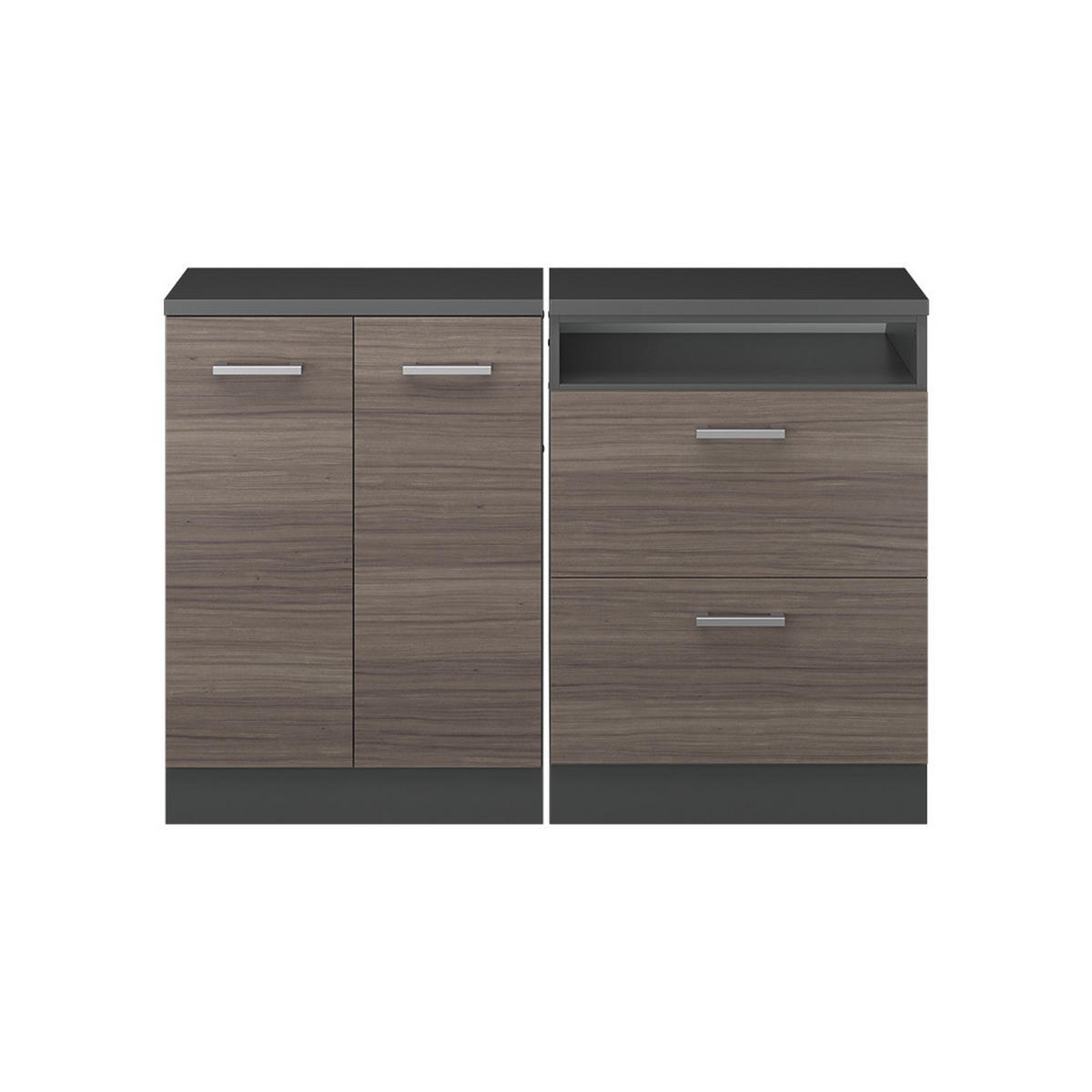 KUHINJSKI ORMAR ZA KOSINE KROVA R-Line Plemenita Siva 120 cm Set od 2 korpusa ormara, dubina 60 cm - siva/antracit, drvni materijal (120/83.8/60cm) - Vicco