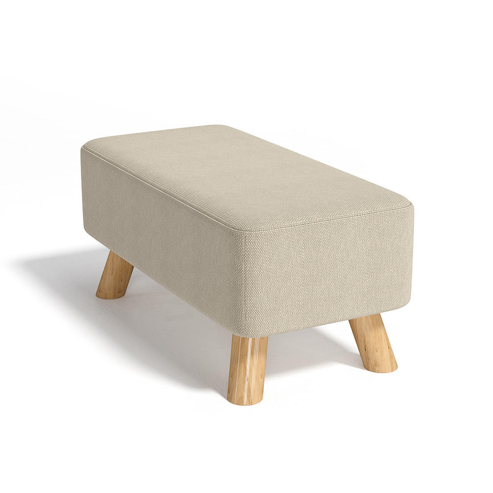 POLSTERHOCKER 57/28/25.7 cm Rechteckig Eichenholzbeine Leinen Beige - Beige/Naturfarben, Eichenholz/Holz (57/25.7/28cm) - Livingandhome