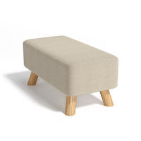 POLSTERHOCKER 57/28/25.7 cm Rechteckig Eichenholzbeine Leinen Beige - Beige/Naturfarben, Eichenholz/Holz (57/25.7/28cm) - Livingandhome