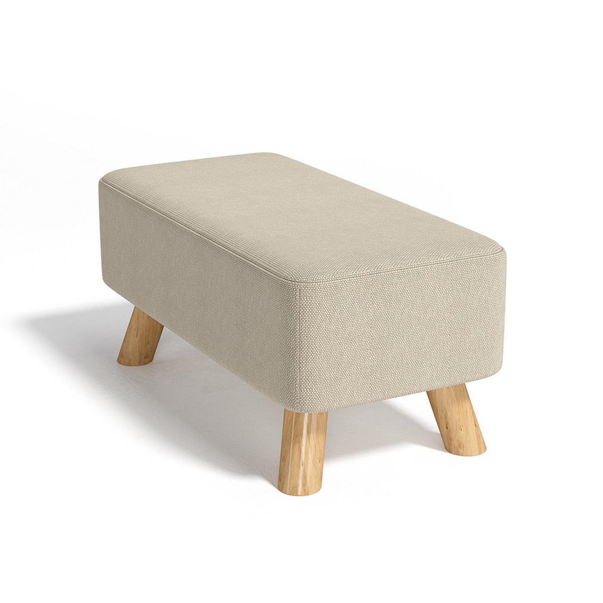 POLSTERHOCKER 57/28/25.7 cm Rechteckig Eichenholzbeine Leinen Beige - Beige/Naturfarben, Eichenholz/Holz (57/25.7/28cm) - Livingandhome