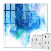 SCHLÜSSELBOX Weiß 30x30 cm – Türöffnung nach rechts - Blaue Wellen - Blau, Metall (30/30/5cm) - TULUP