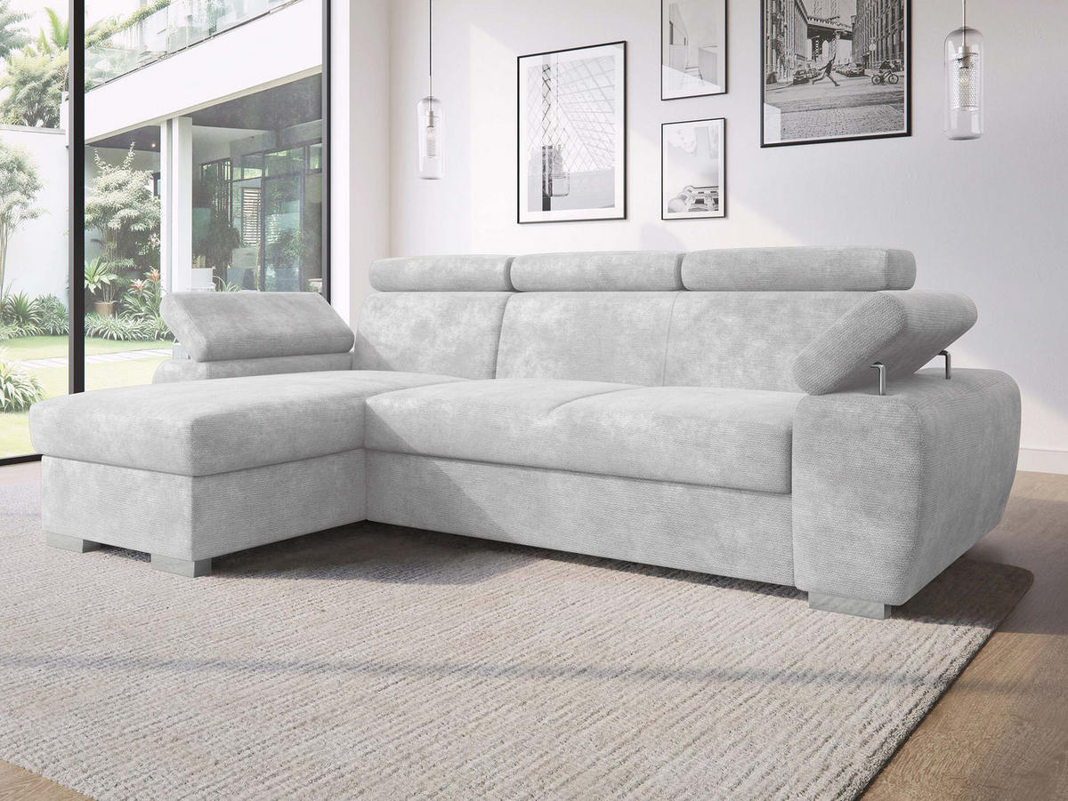 ECKSOFA Plaza L - Silberfarben/Grau, Holz/Kunststoff (255/170cm) - MIRJAN24