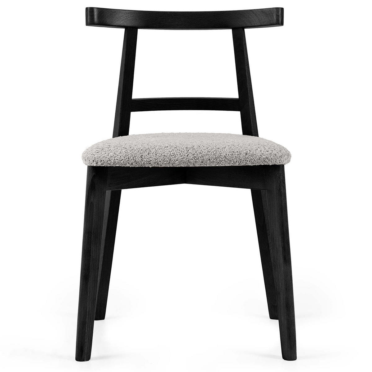 HOLZSTUHL LILIO Esstischstühle, 2-er Set, Bouclé - Schwarz/Grau, Holz/Textil (47/76.5/45cm) - KONSIMO®