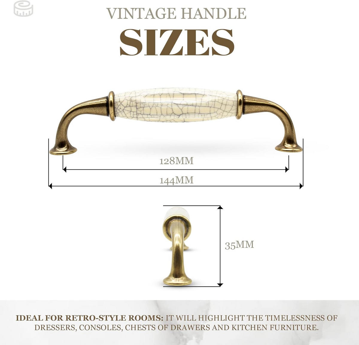 MÖBELGRIFF Vintage 4er-Set 144x35 mm - Goldfarben, Metall (2/3.5/14.4cm)