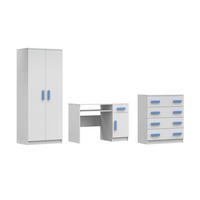 KINDERZIMMER-SET INGE V 3-teilig in Weiß/Blau - Blau/Weiß, Holzwerkstoff (270/50/192cm) - Deine Möbel 24