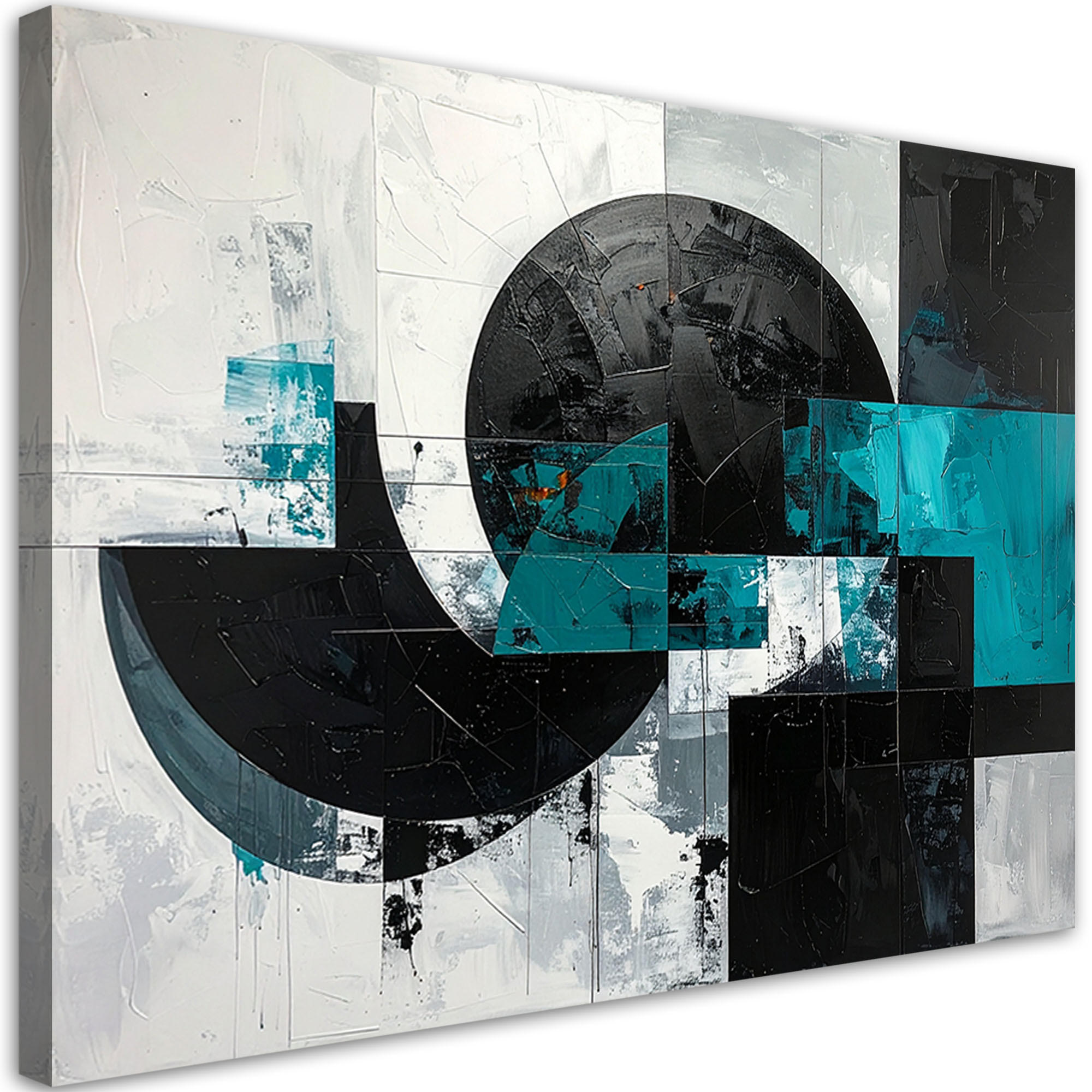 LEINWANDBILD 3D und geometrisch 120x80cm - Türkis, Textil (120/80cm) - Feeby