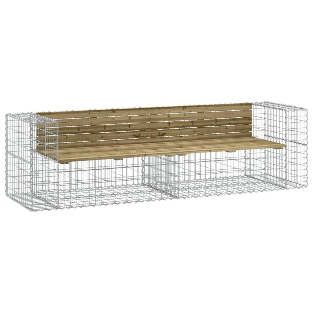 GARTENBANK Gabionen INO 244x71x65,5 cm Kiefernholz Braun - Silberfarben, Metall (244/65.5/71cm) - DELUKE