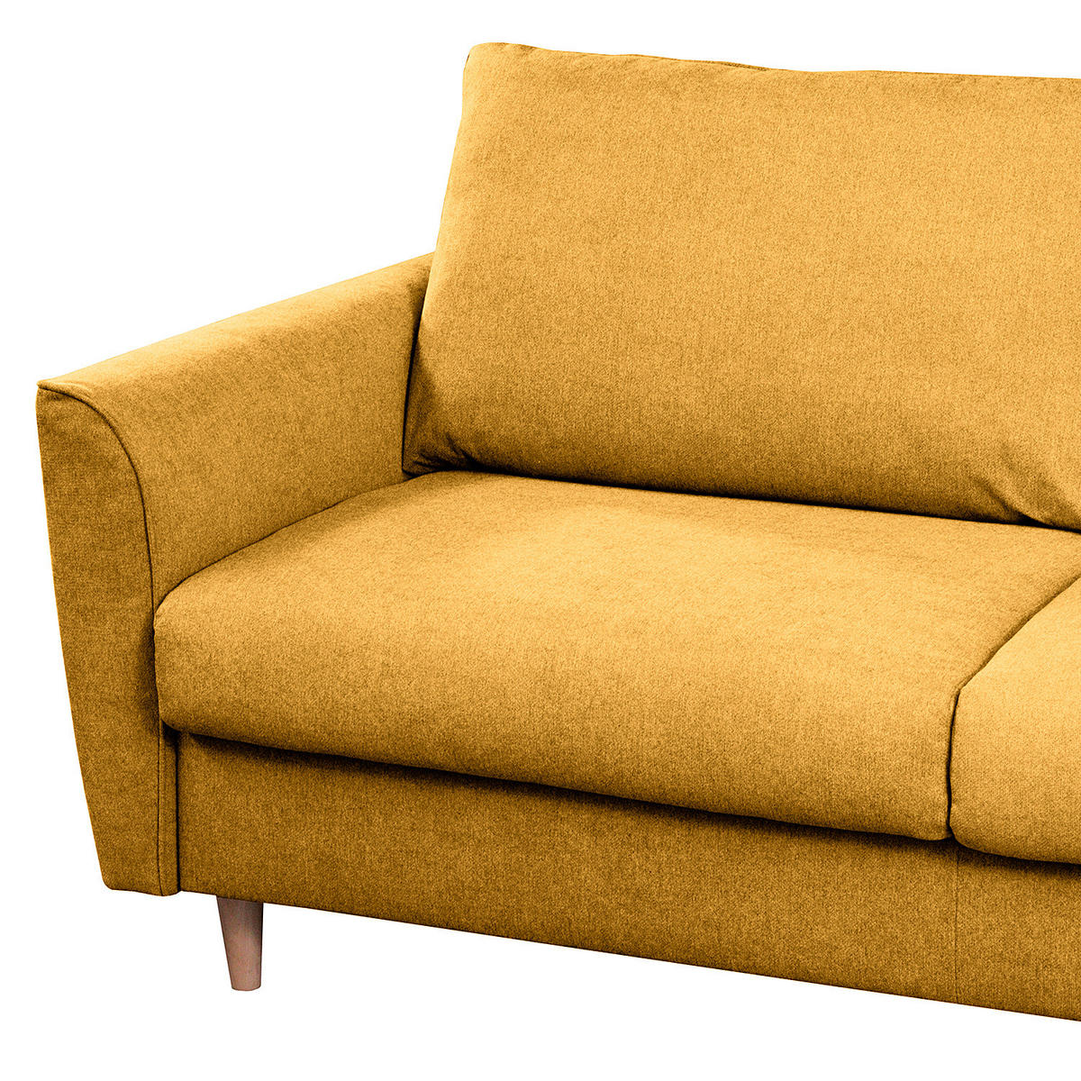SCHLAFSOFA mit Matratze - Webstoff - Gelb/Buchefarben, Buchenholz/Textil (195/90/102cm) - home24