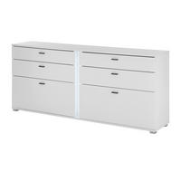 SIDEBOARD weiß matt, Kommode inklusive Frontbeleuchtung 200 cm - Weiß, Holzwerkstoff (200/86/42cm) - Furn.Design