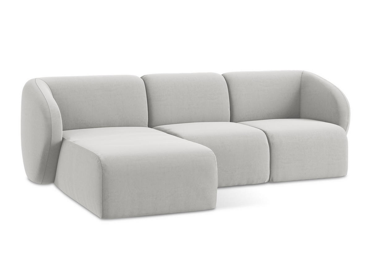 POUF Samt Stoff Grau - Silberfarben/Schwarz, Holzwerkstoff/Kunststoff (72/42/94cm) - Makamii