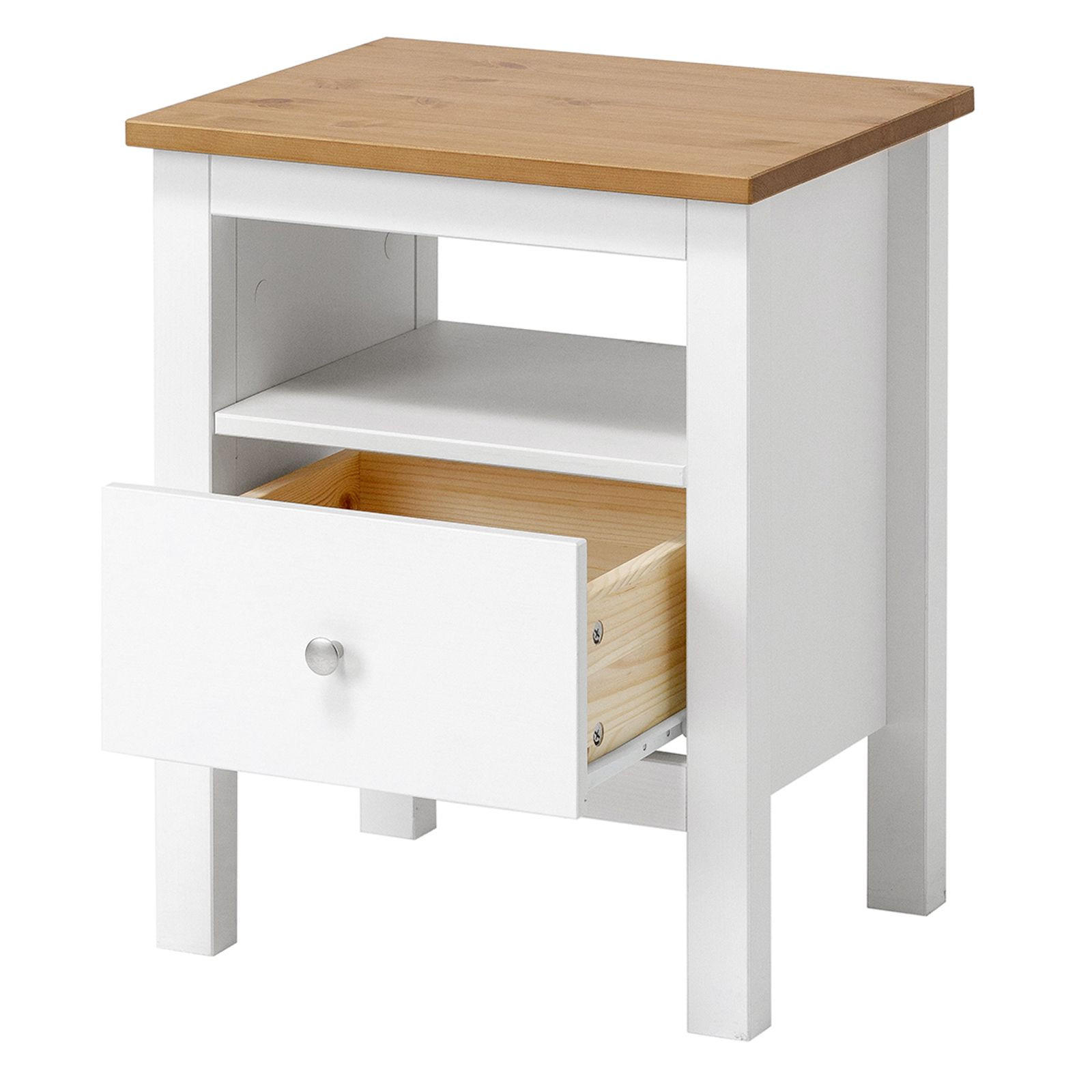 NACHTTISCH Massivholz 37/45/55 cm - Kirschbaumfarben/Weiß, Holz (45/55/37cm) - hagge home