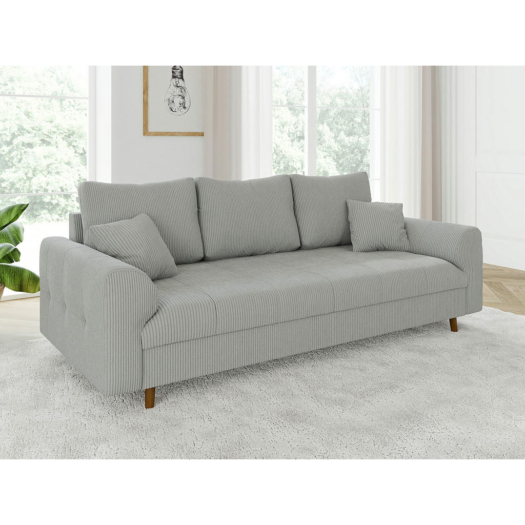 Thumbnail - S-Style Möbel Sitzgarnitur, Hellgrau, Textil, Echtholz, Teilmassiv,Buche, Birke, 5-Sitzer, Füllung: Polyetherschaumkern,...