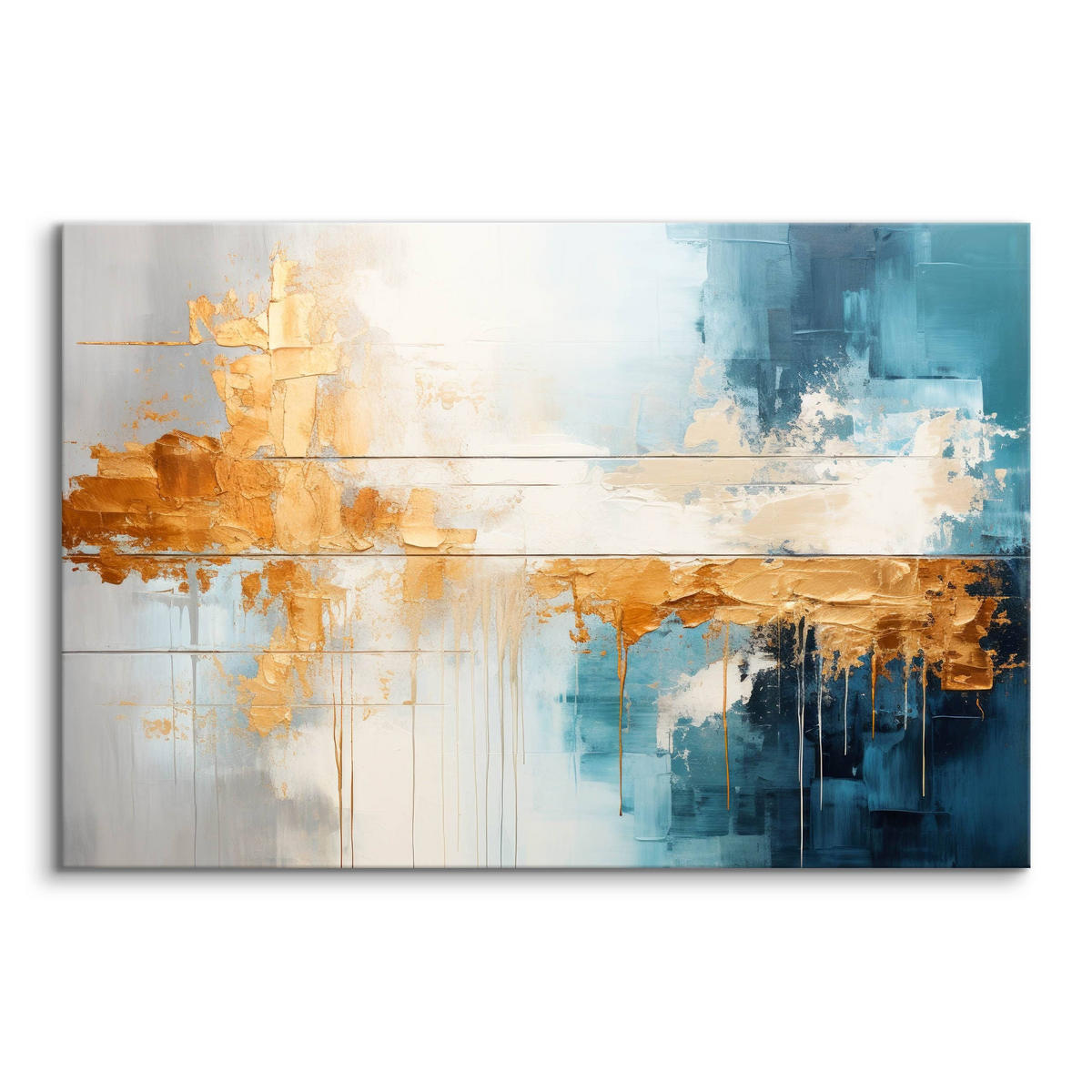 LEINWANDBILD Abstraktion Moderne Muster für Wohnzimmer 40x30cm - Türkis/Blau, Textil (40/30cm) - Muralo