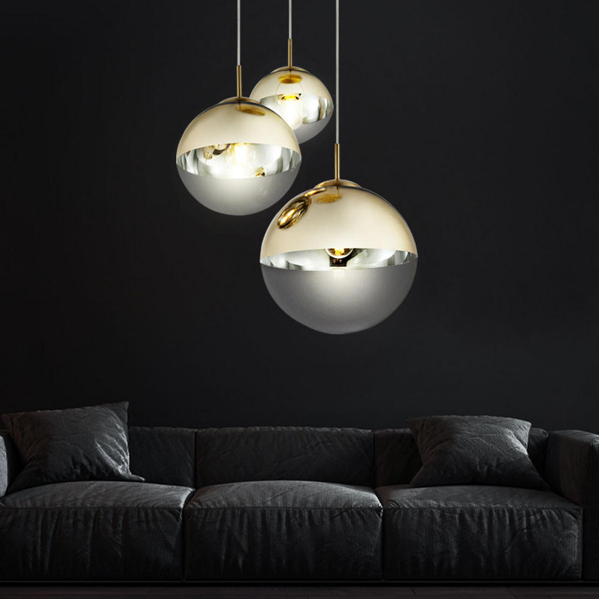LED HÄNGELAMPE Metall Gold - Goldfarben, Glas (51/51/120cm) - Globo Lighting