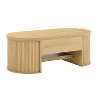 COUCHTISCH Anhebbar Ausziehbares Regal Gebogene Holzseiten Multifunktional - Braun, Holz (125.1/60.96/14.61cm) - FLIEKS