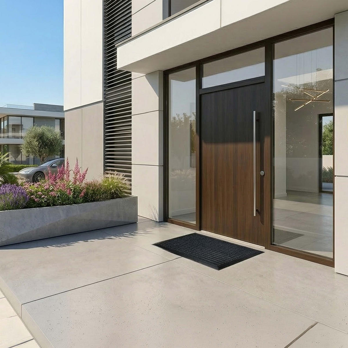 ROHOŽ - čierna, kov/textil (60/40cm) - Relaxdays