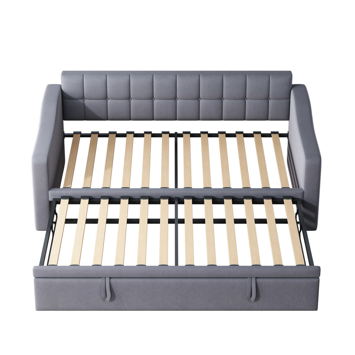 POLSTERBETT 90/190 cm Grau Samtstoff mit Steckdosen und Stauraum - Grau, Textil (90/190cm) - OKWISH