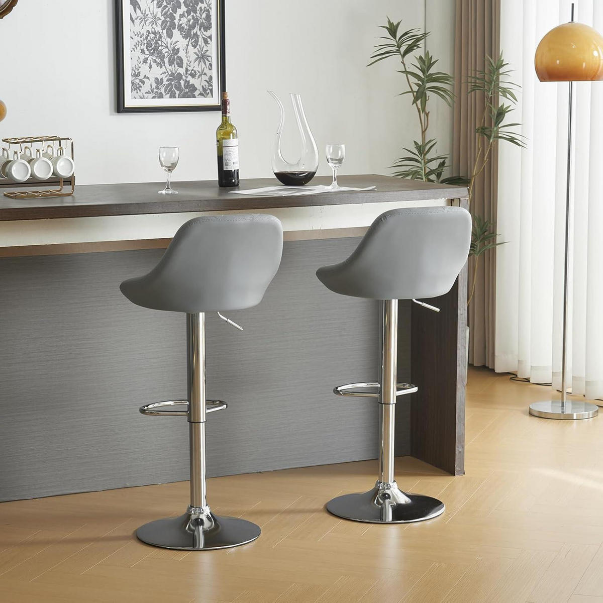 BARHOCKER 2er Set höhenverstellbar Grau - Grau, Kunststoff (40/83/40cm)