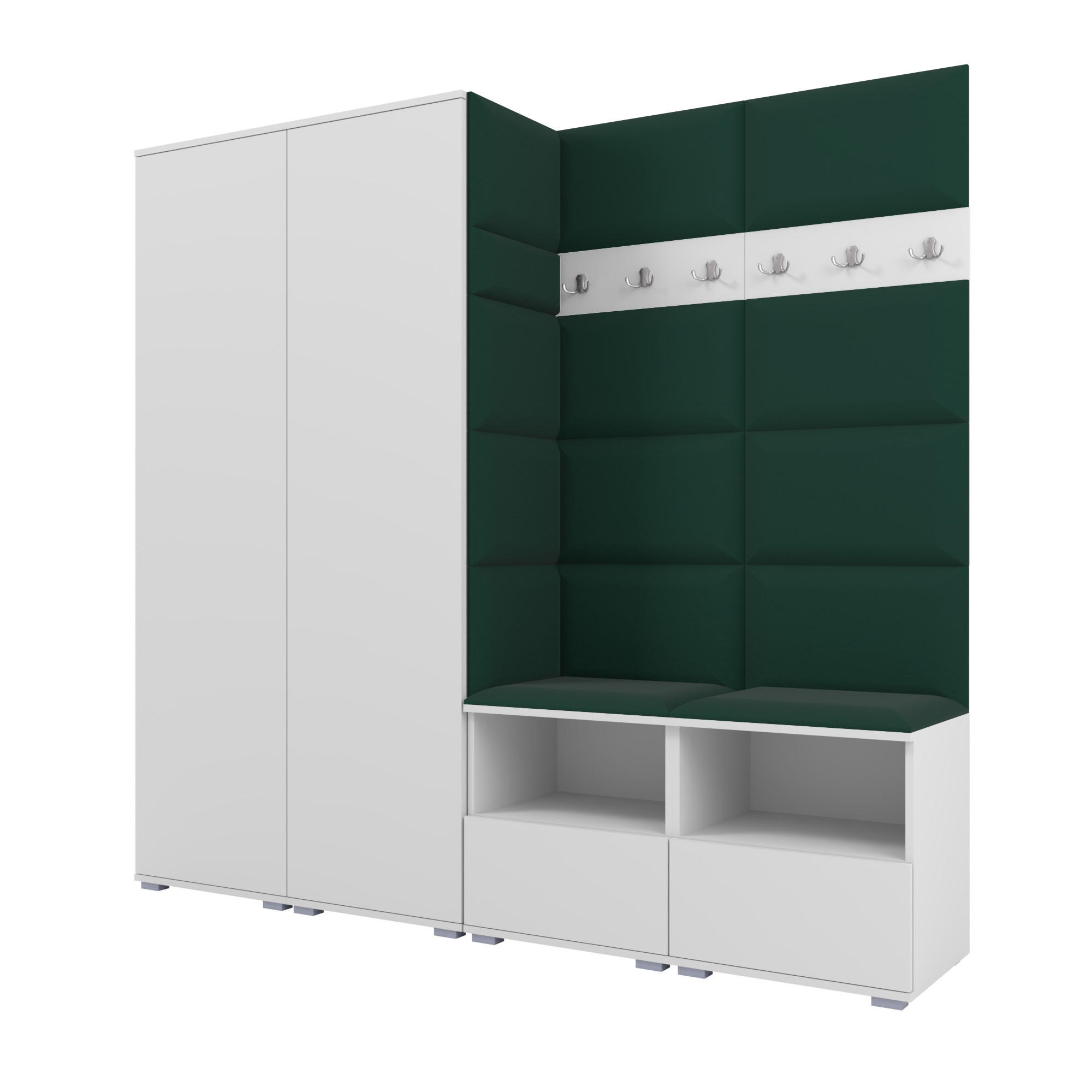Ravio Garderobe Weiß, Dunkelgrün 200x187x40 cm
