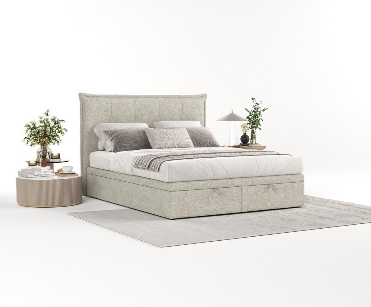 POLSTERBETT Liano mit Stauraum 160/200 cm Beige im Alta Stoff - Beige/Schwarz, Holz/Holzwerkstoff (160/200cm) - AltaBeds