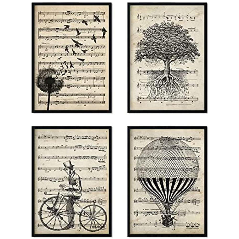 POSTER Set mit 4 Notizen A4 Schwarzer Rahmen - Schwarz, Papier (29.7/3cm) - Nacnic