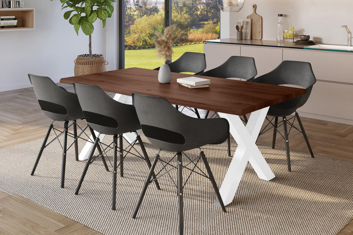 ESSTISCH JULIUS X - Nussbaumfarben/Weiß, Holz (100/240/77cm) - SAM