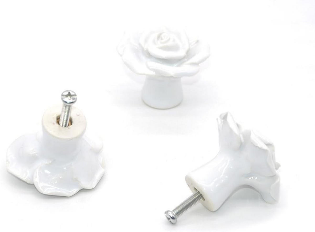 SCHRANKKNOPF Keramik Weiß 10er-Set - Weiß, Keramik (4.1/3.4/0.41cm)