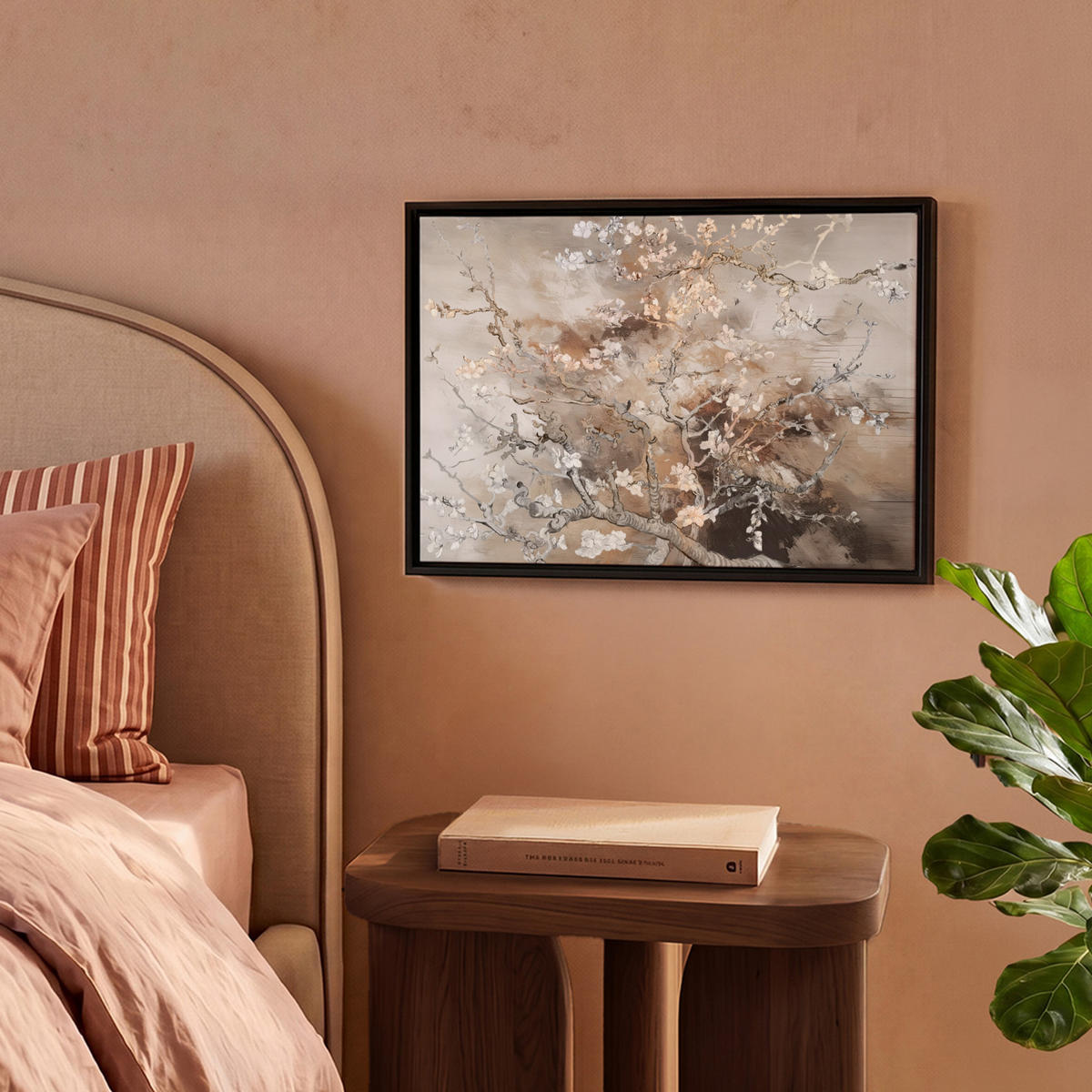 LEINWAND Bilder mit Rahmen - Mandelblüte - Kunst - Van Gogh - Beige - Abstrakt - 40x30 - Braun, Textil (40/30cm) - MuchoWow