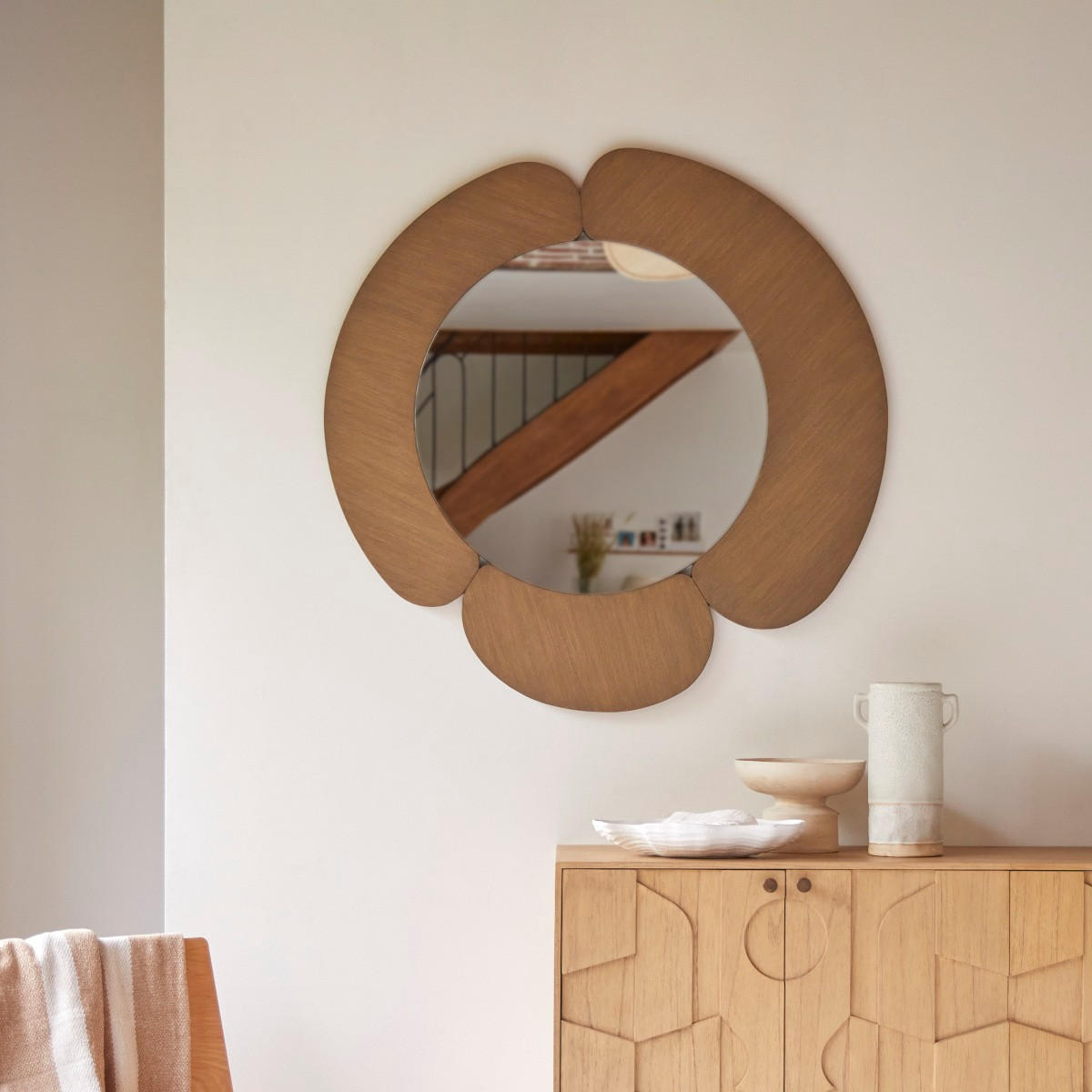 SPIEGEL Sara Natur aus Helles Mindiholz - Naturfarben, Holz (110/110/3cm) - Tikamoon