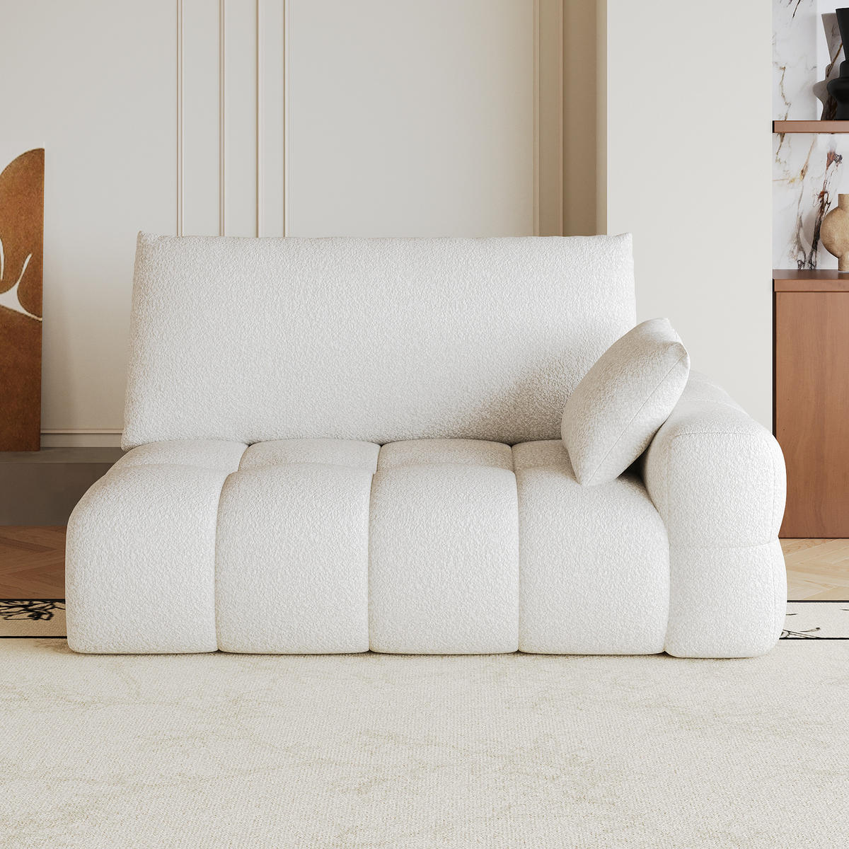 SOFAELEMENT DE-34768 rechte 2‑Sitzer Cremeweiß - Creme, Textil (105/86/130cm) - ComfortXL