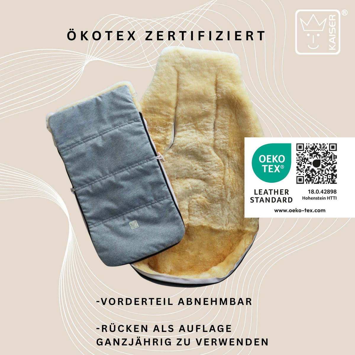 LAMMFELL-FUSSSACK Dublas 2.0, light grey melange - Grau, Fell (45/95cm) - Kaiserbaby