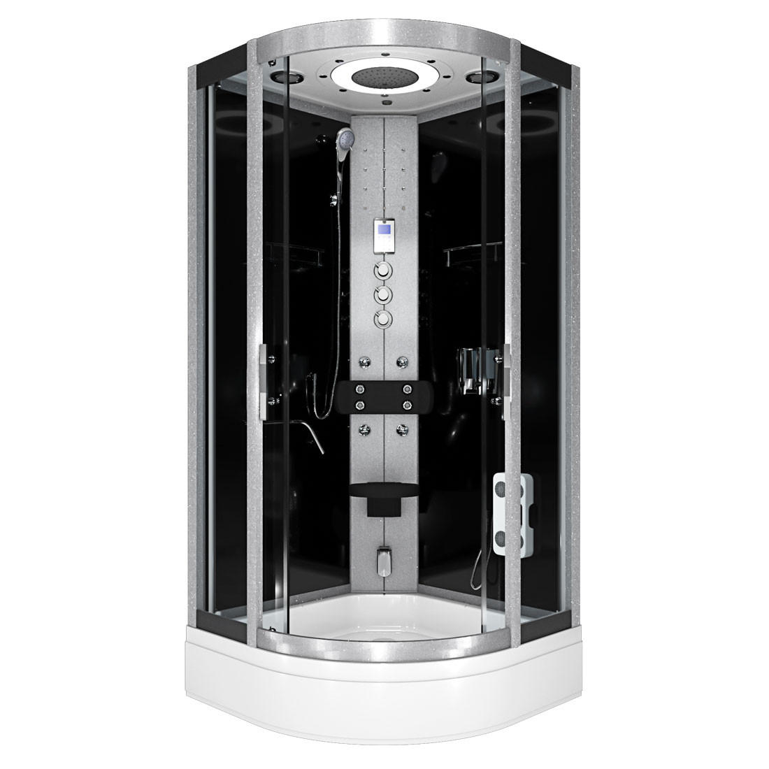 DAMPFDUSCHE Duschkabine D58-63T3-EC sw 100x100 - Schwarz, Glas/Kunststoff (100/100/225cm) - AcquaVapore by Sandra Jentho