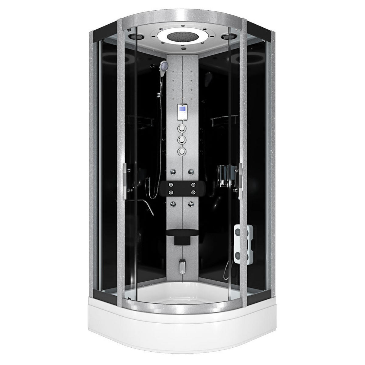 DAMPFDUSCHE Duschkabine D58-63T3-EC sw 100x100 - Schwarz, Glas/Kunststoff (100/100/225cm) - AcquaVapore by Sandra Jentho