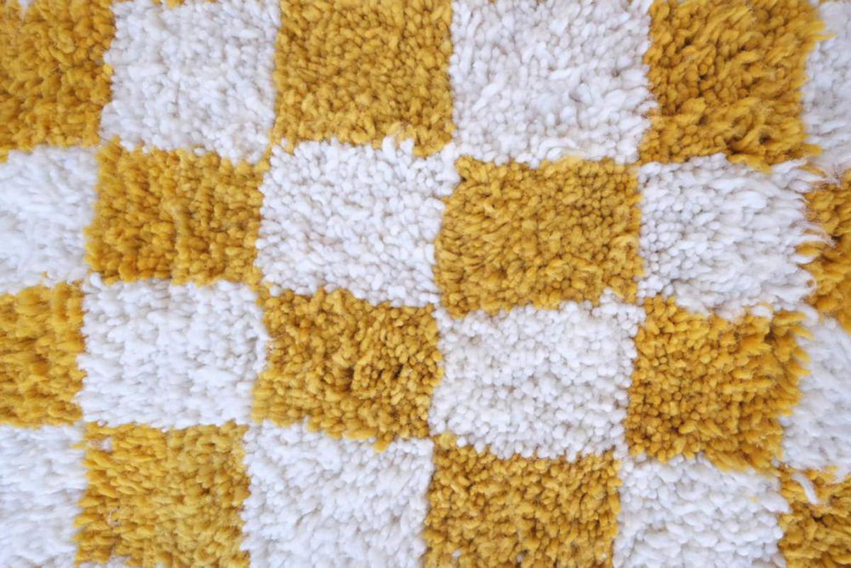 BERBERTEPPICH mit Karomuster aus Wolle 200x 300 cm - Gelb, Naturmaterialien (200/300cm) - AFK Living