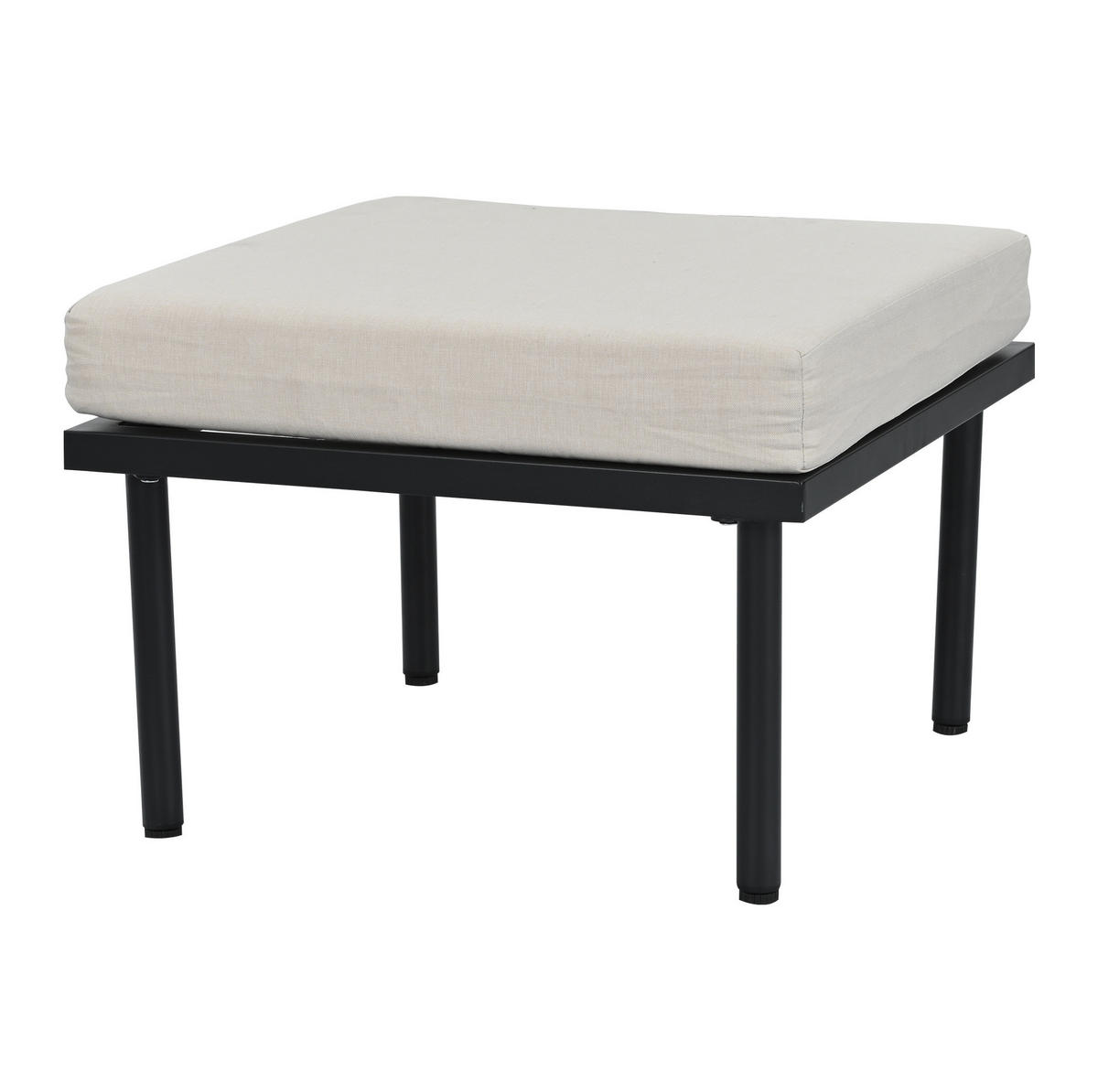 GARTEN-LOUNGESESSEL-SET 6-teilig aus Olefin und verzinktem Stahl mit Glastischplatte und verstellbaren Füßen, Beige - Beige, Metall - Redom