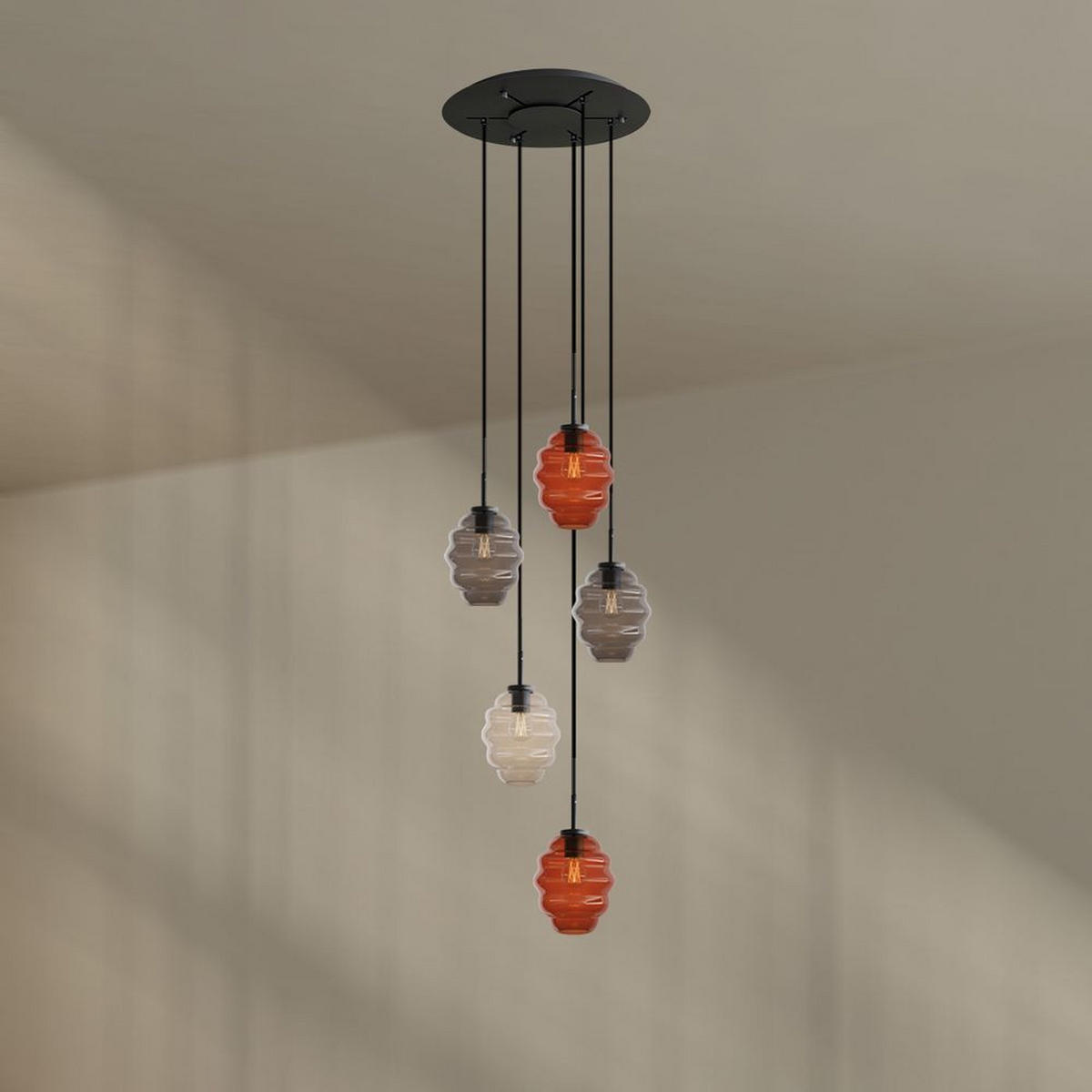 GALERIELEUCHTE Echos 5-flammig Mehrfarbig Ø 18cm - Multicolor/Weiß, Glas (18/18/20cm) - s.luce