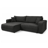 ECKSOFA mit Schlaffunktion - 244 cm - Anthrazit/Schwarz, Kunststoff/Textil (244/145cm) - home24