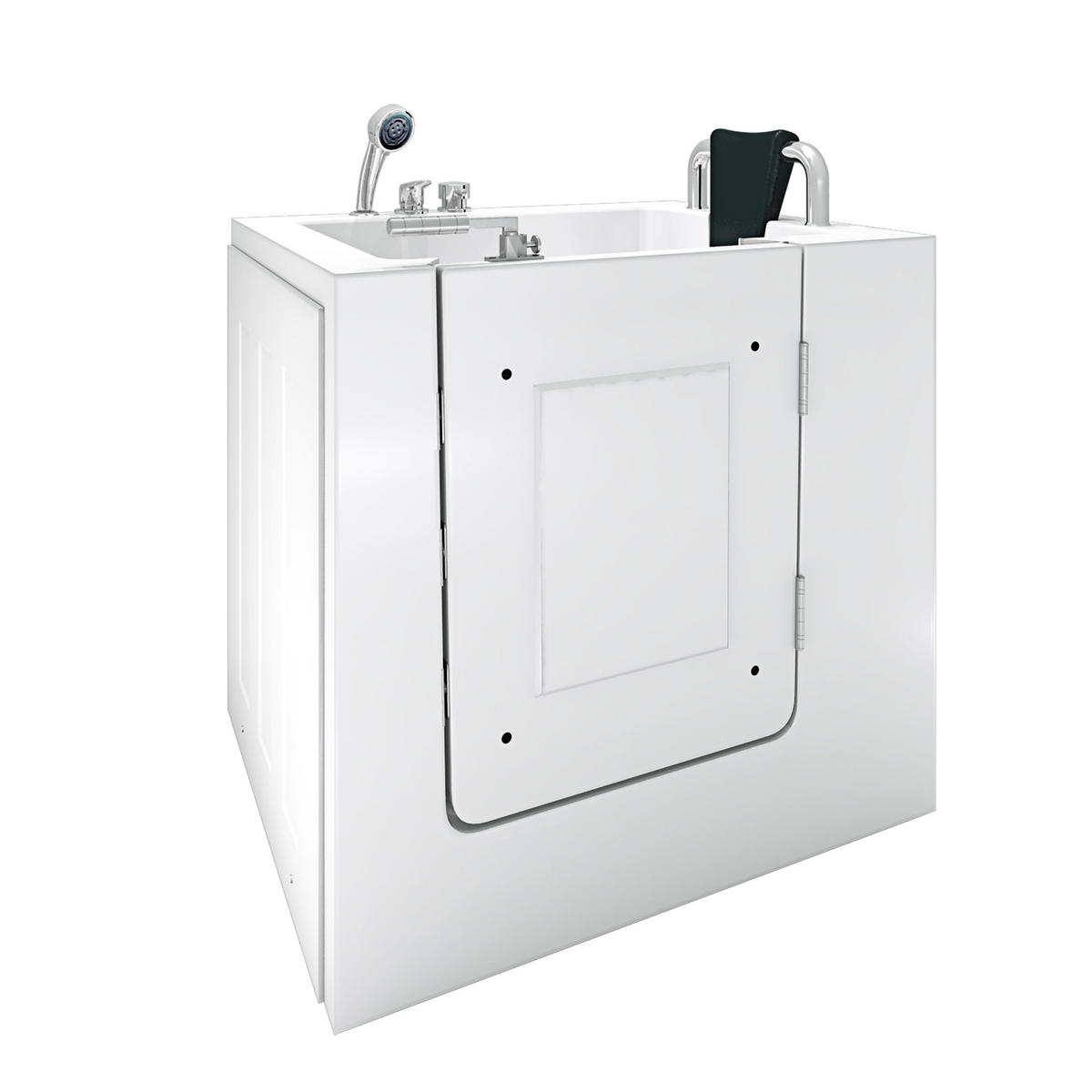 SITZWANNE Whirlpool Badewanne mit Tür S02WP-C-R 100x78cm - Weiß, Glas/Kunststoff (78/113/100cm) - AcquaVapore by Sandra Jentho