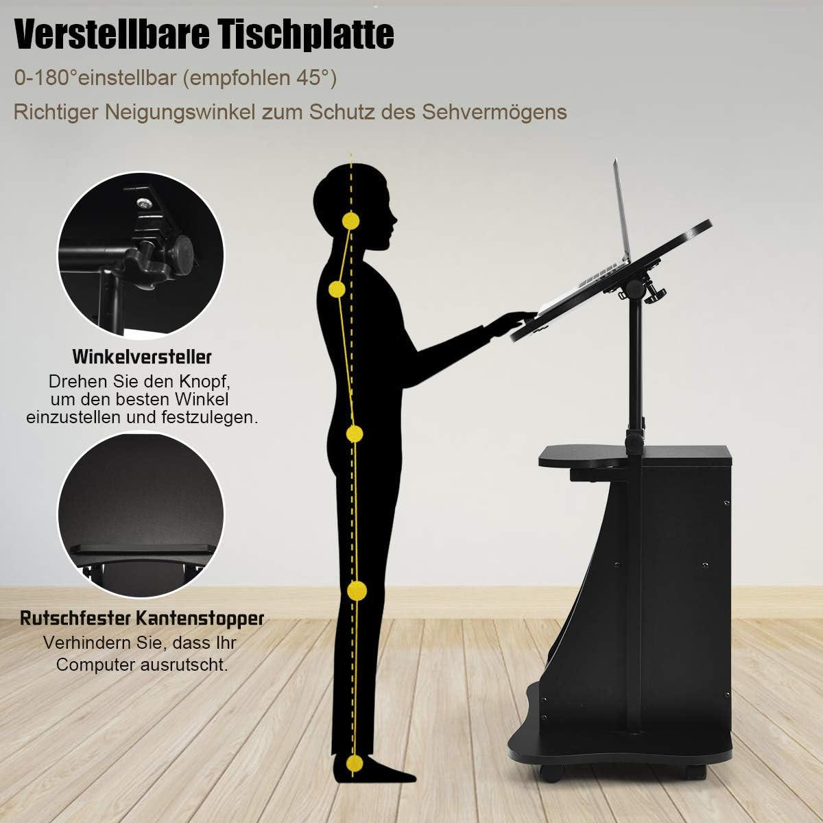 DATORBORD Svart - Svart, Träbaserade material (40/55/110cm) - COSTWAY