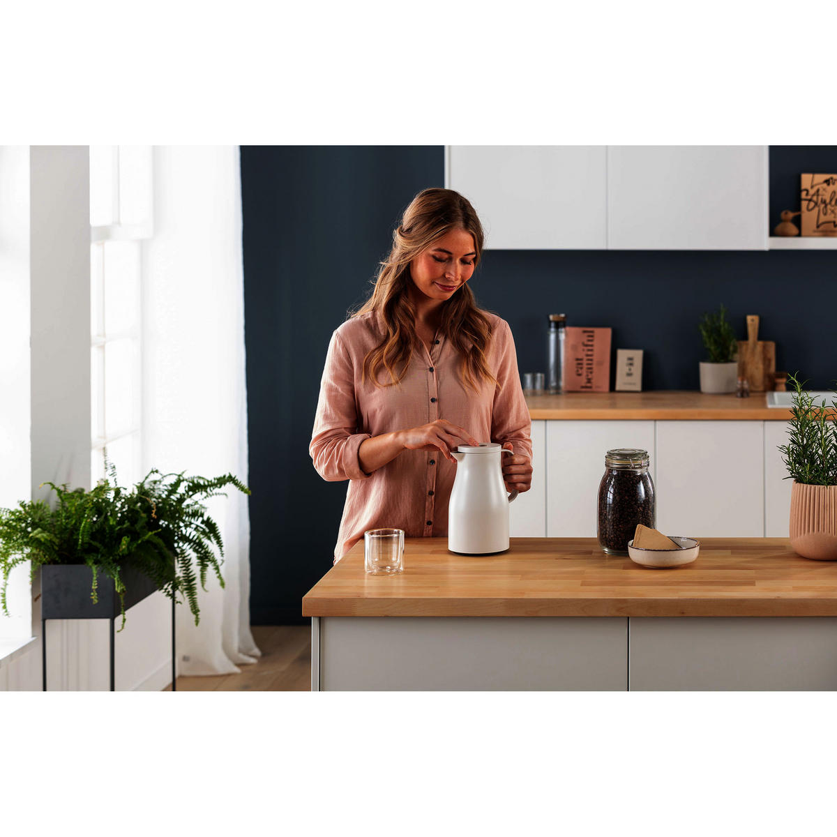 ISOLIERKANNE ECONSCIOUS, Kunststoff / Hartglaseinsatz, Oatmeal Beige - Beige, Kunststoff (1L) - Alfi