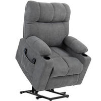 FERNSEHSESSEL in Grau 95x91x109 cm mit Aufstehhilfe, Massage und Wärmefunktion - Grau, Textil (91/109/95cm) - IVMEU