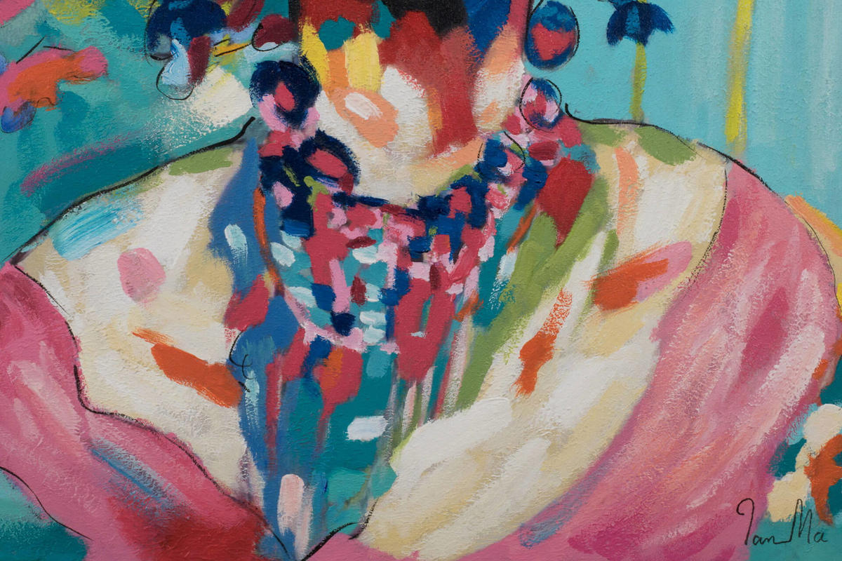 ACRYLBILD HANDGEMALT 60/90 cm - Blau/Pink, Holz/Textil (1.3/90cm) - KUNSTLOFT