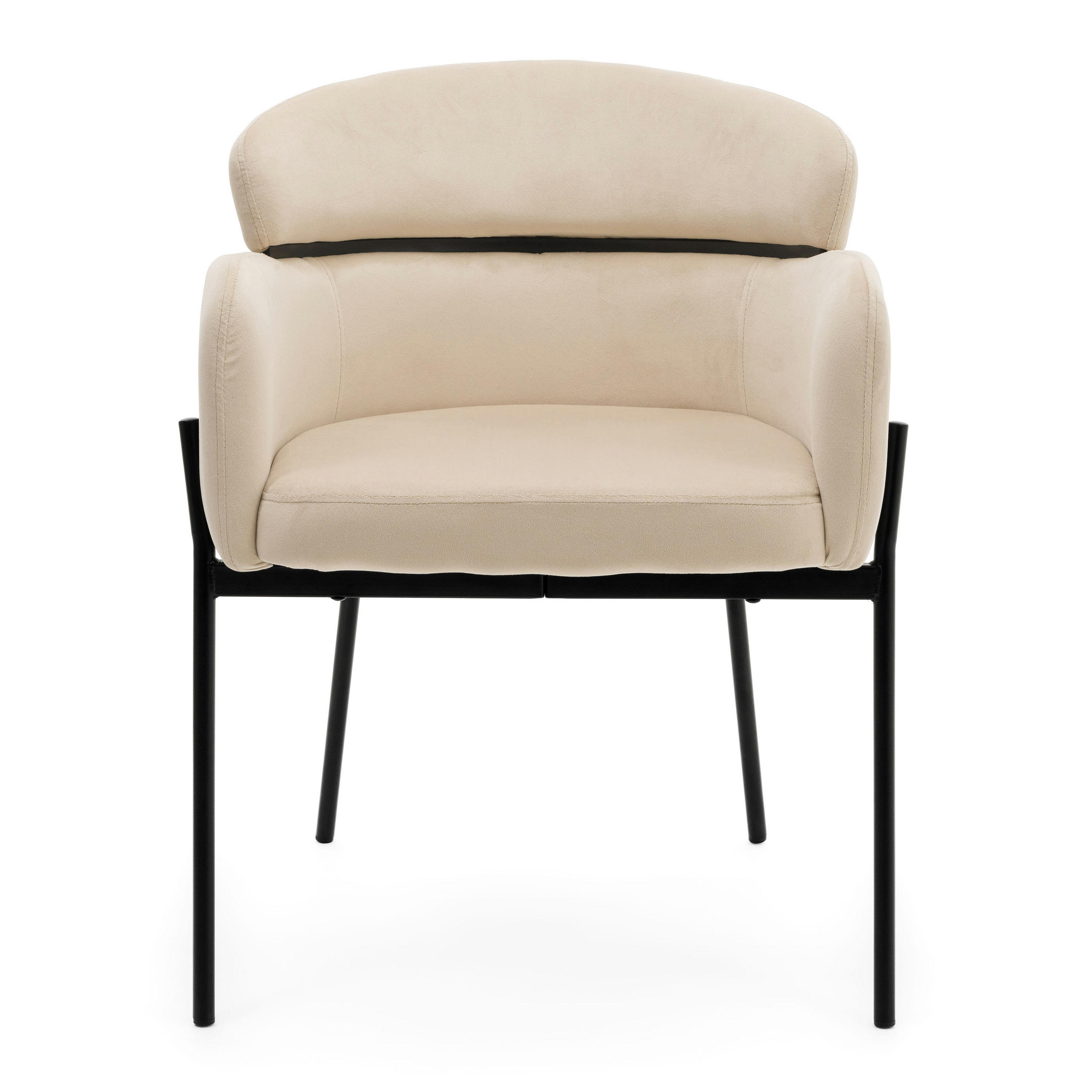 STUHL BOLZANO gepolsterter mit Steppung - beige - Samt Velour - Beige/Schwarz, Textil/Metall (62/80/61cm) - NEW HOME