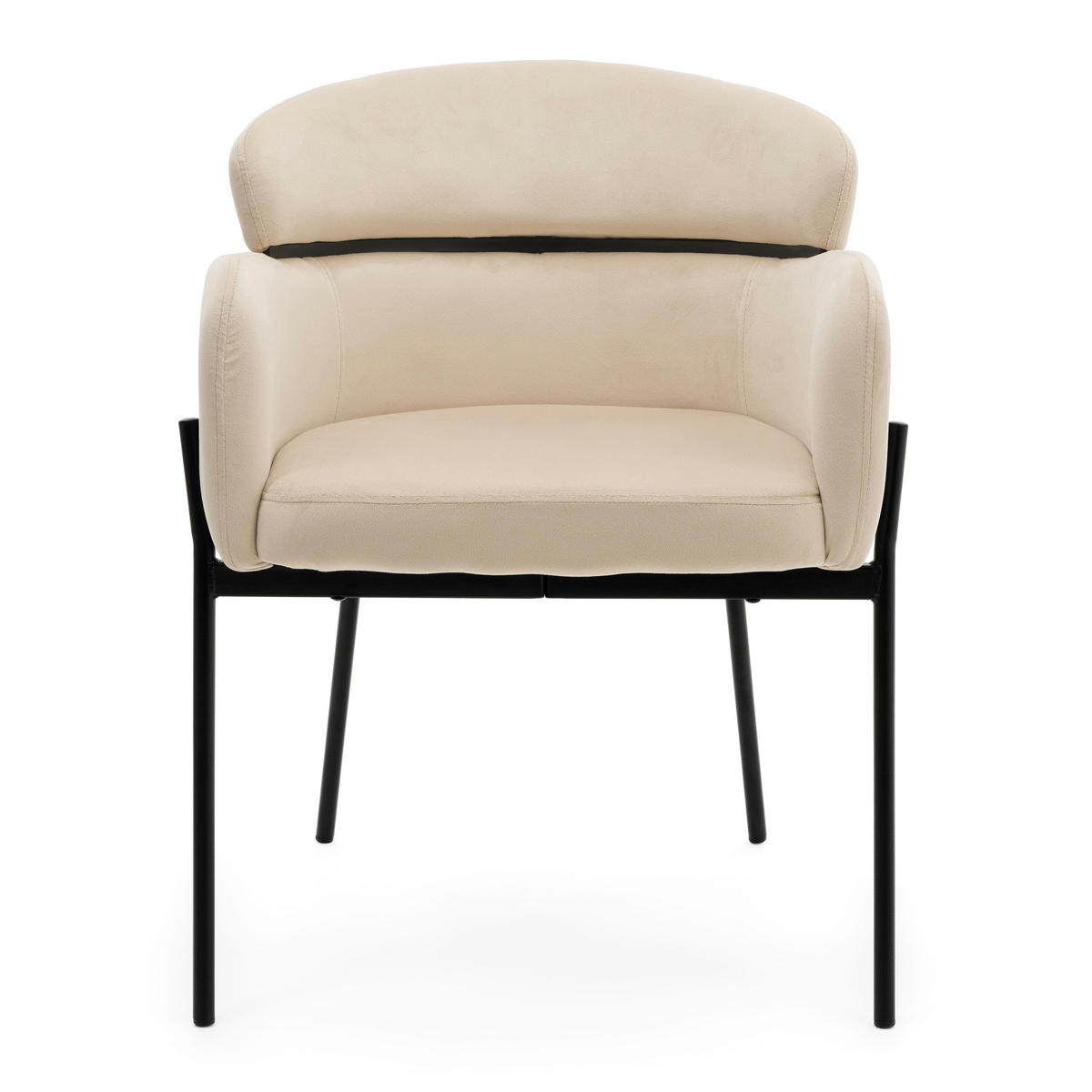 STUHL BOLZANO gepolsterter mit Steppung - beige - Samt Velour - Beige/Schwarz, Textil/Metall (62/80/61cm) - NEW HOME