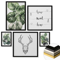 WANDBILDER 5er-Set - 50x50 cm & 20x30 cm & 40x60 cm Schwarzer Rahmen - Ausblicke auf Berge, Flüsse und Wasserfälle - Schwarz, Kunststoff (40/60cm) - ArtPrintCave