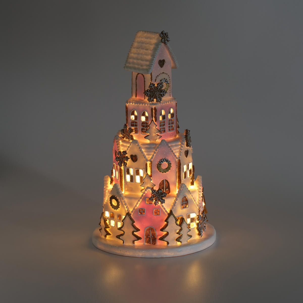 DEKOFIGUR Led SWEETHOUSE, 41 x 23 cm, Rosa, Beleuchtet Weihnachtsfigur, Weihnachtsdeko, Deko Wohnzimmer, Winter Christmas, XMAS Geschenk - Hellrosa, Kunststoff (23/41/23cm) - home&you