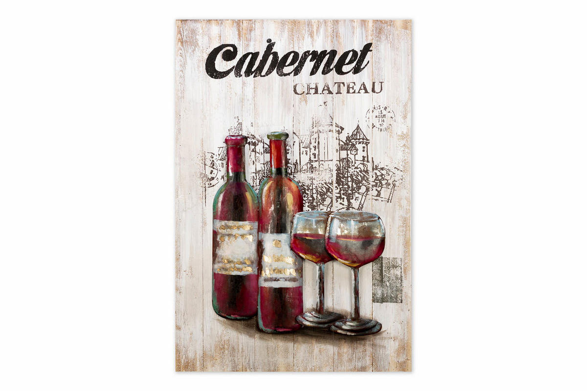 HOLZBILD Rot 60/90 cm - Beige/Rot, Holz/Metall (2.98/90cm) - KUNSTLOFT