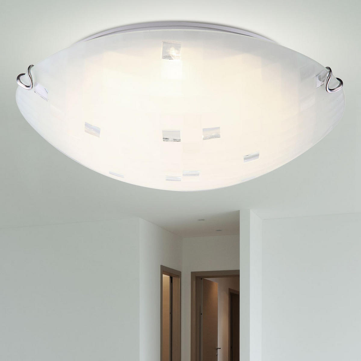 LED DECKENLEUCHTE Metall Weiß - Weiß, Glas (30/30/9.5cm) - Globo Lighting