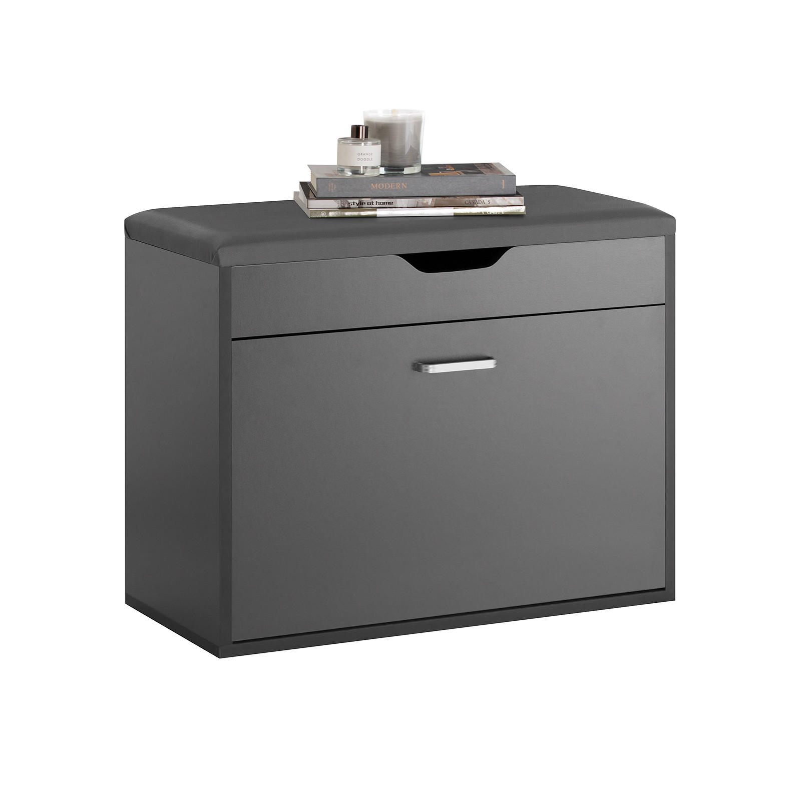 SCHUHBANK Grau - Grau, Holzwerkstoff (60/50/30cm) - SoBuy