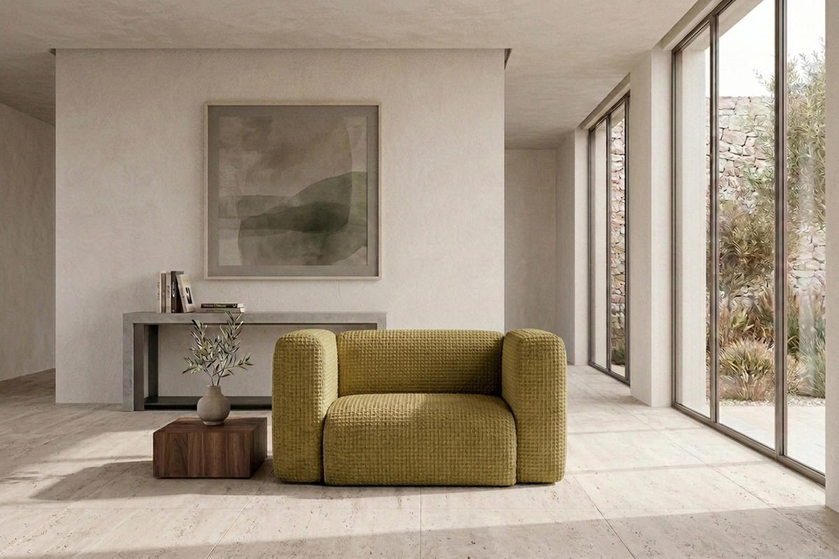 WOHNZIMMERSESSEL aus Chenille-Stoff Cremona, Olive, GRETA - Olivgrün, Holz (137/70/89cm) - Kaiser Möbel